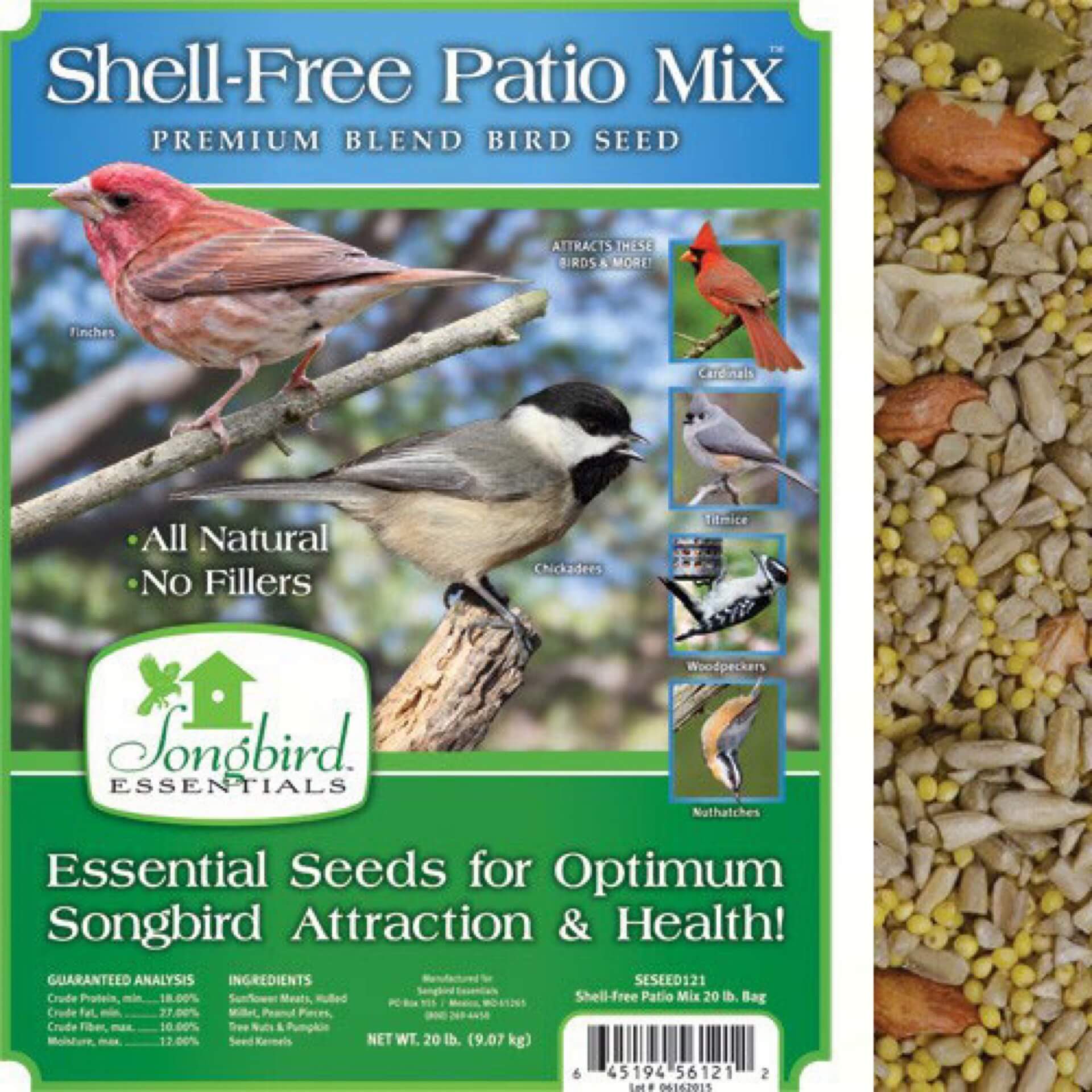 Songbird Essentials Patio Mix Shell Free 20 Lb